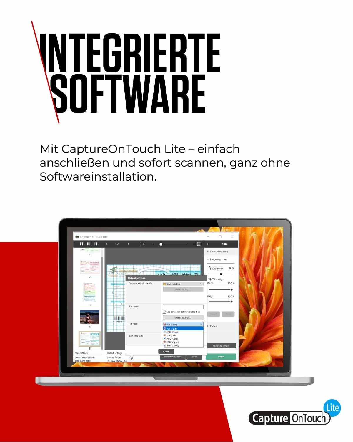 Canon Scanner imageFORMULA R30 | Dokumentenscanner | Duplex Scanner mit Einzug für Homeoffice & Büro mit USB Kabel | 60 Blatt Einzug | Plug & Scan CaptureOnTouch Lite Software | Integrierte OCR I PDF
