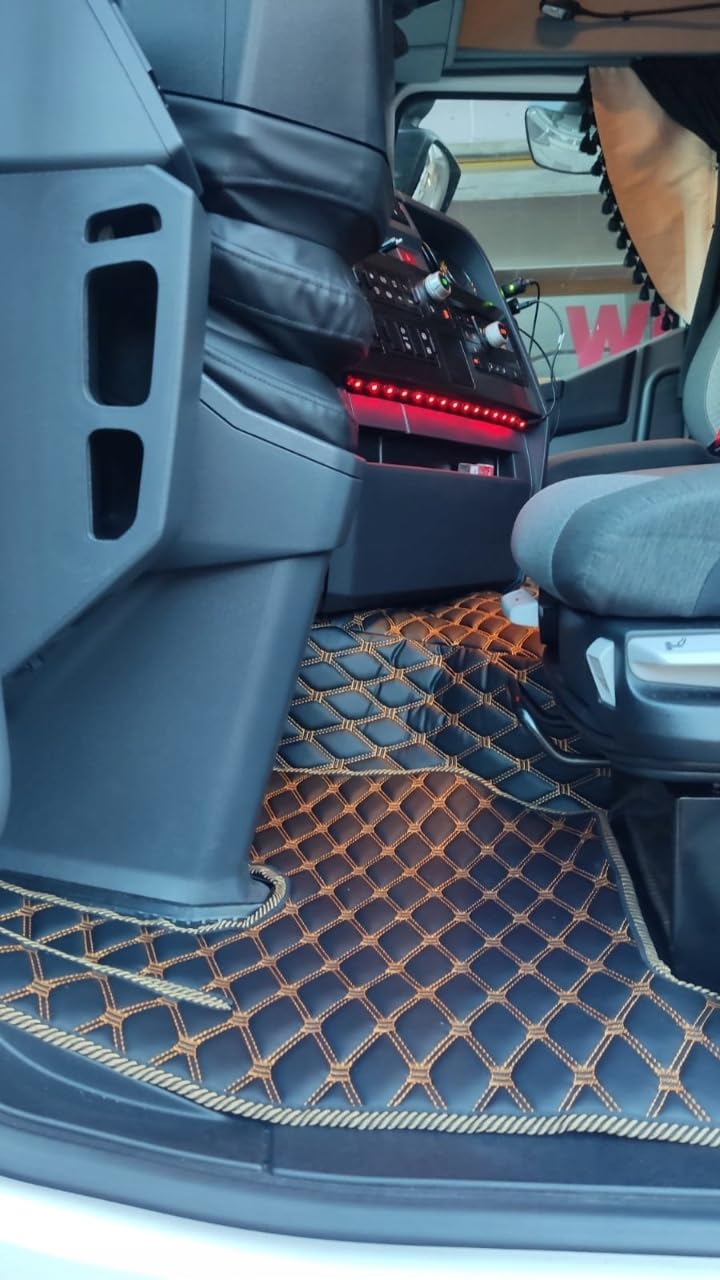 Alfombrillas para camión - Tapetes compatibles con Renault Gama - Acolchado Elegante, Logotipo Exclusivo y Costuras Dobles - Suelo con túnel