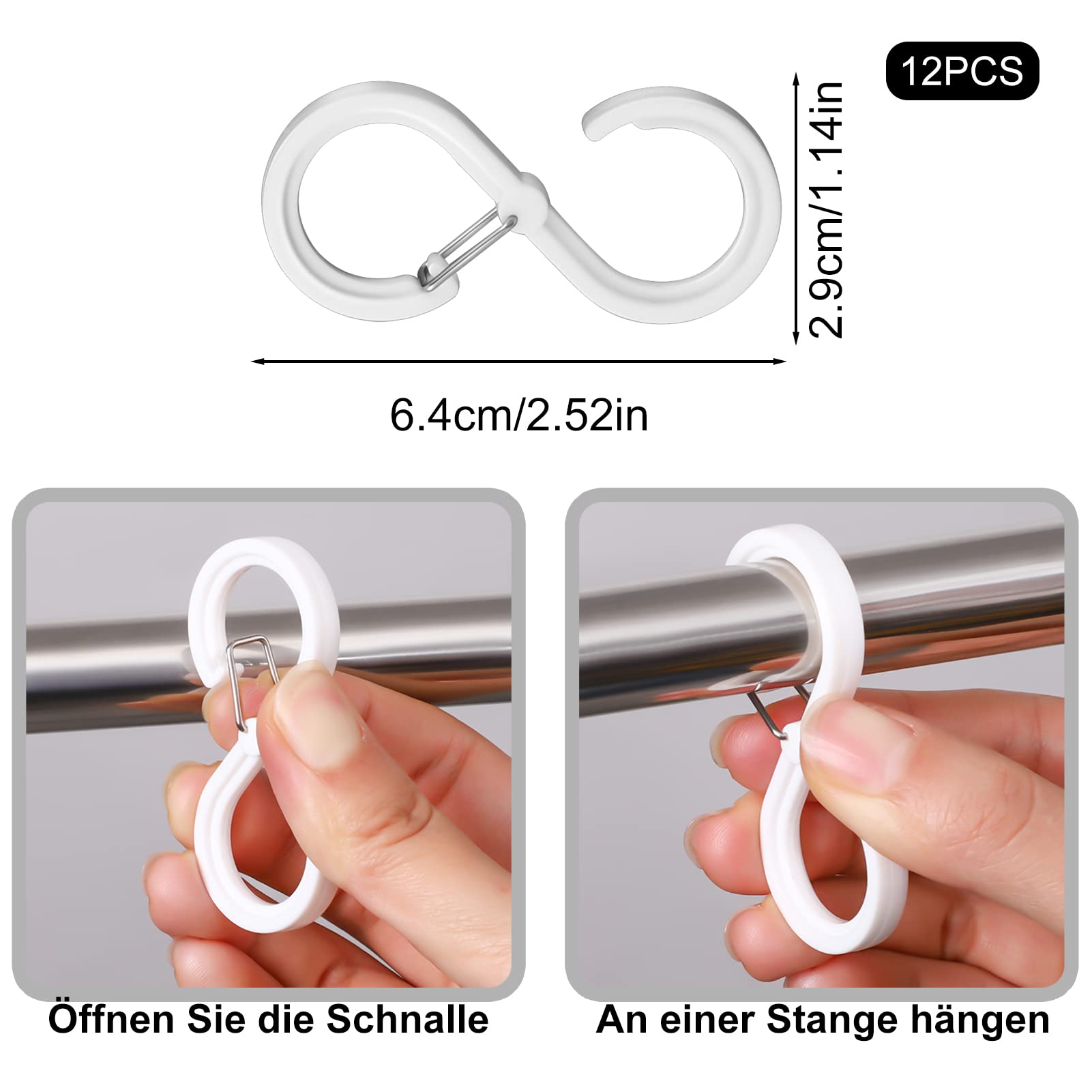 Jostift 24 ganci a S bianchi da appendere, antigoccia, gancio di sicurezza per appendiabiti, cucina, bagno, camera da letto, ufficio, giardino