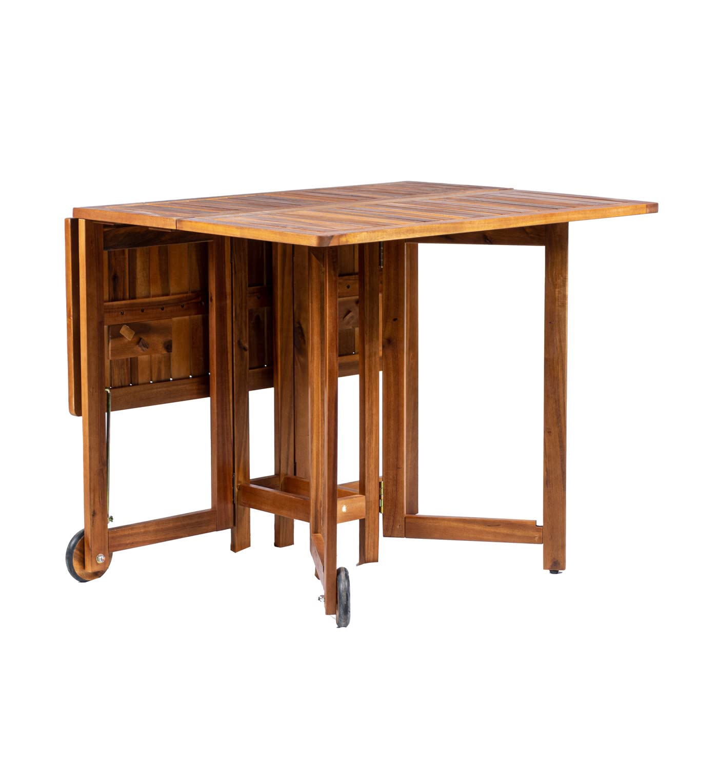 Set da giardino in legno di acacia con 4 sedie pieghevoli e un tavolo