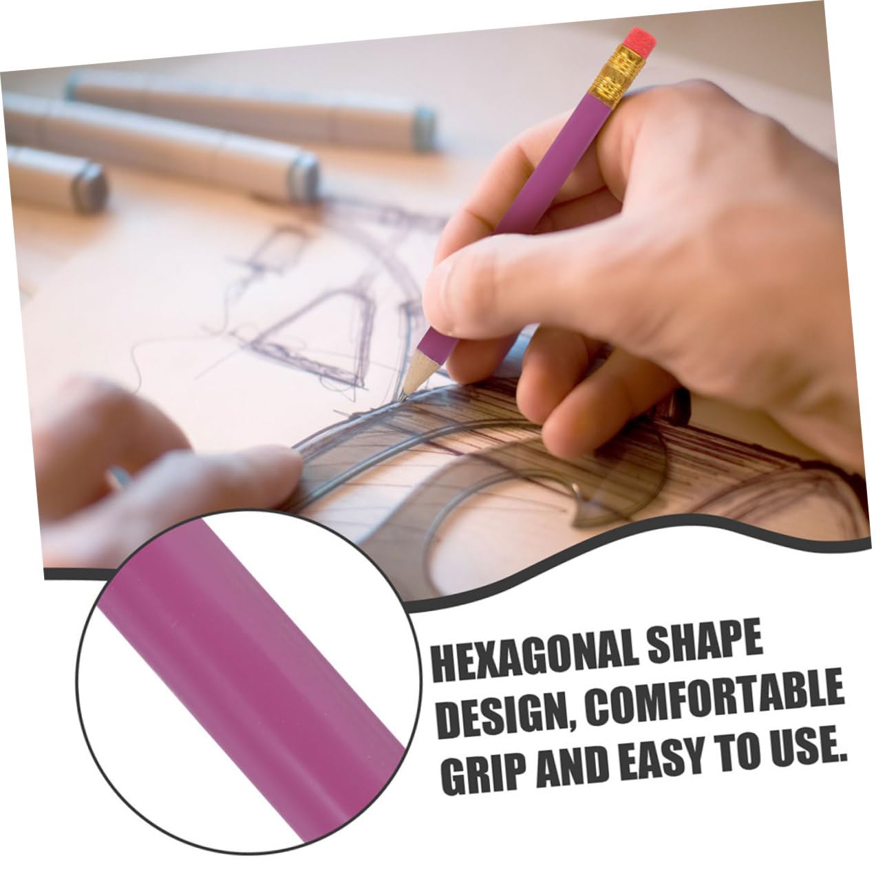 HOMSFOU 144 Matite Hb in Legno per Scrittura e Disegno, Design Ergonomico, Facili da Conservare, Kit da 144 Pezzi per Studenti e Artisti