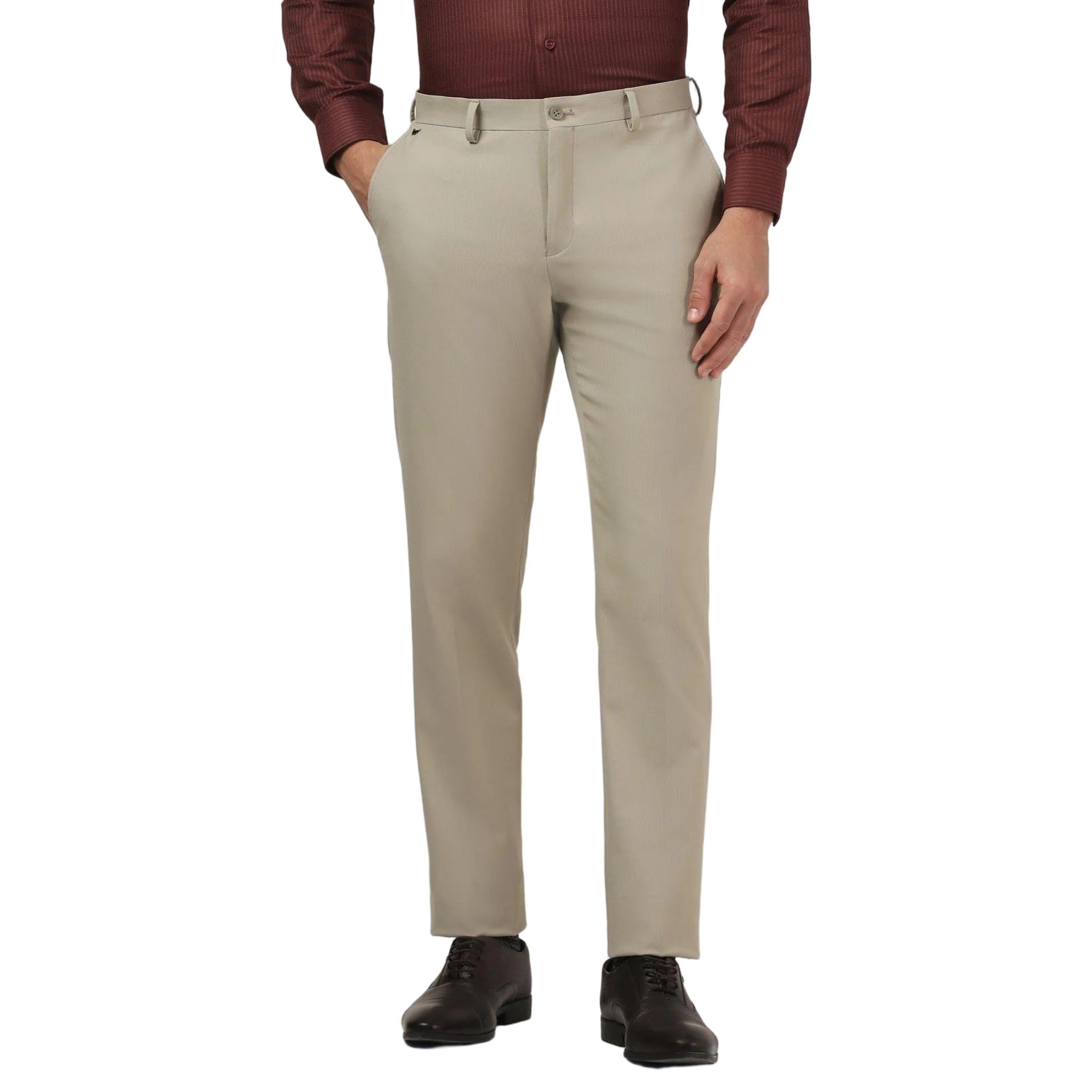 Men's Polyester Blend Slim Formal Trousers-image-20