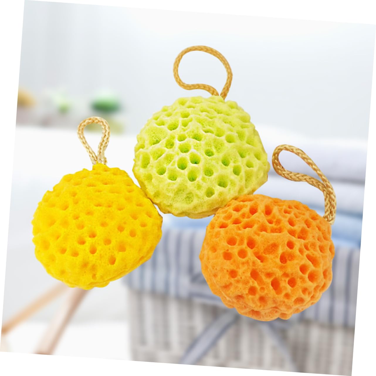 Healvian 9piezas Esponjas De Baño Panal Para Ducha Esponjas Exfoliantes Amarillo Verde y Naranja Suaves y Duraderas Para Limpieza Corporal
