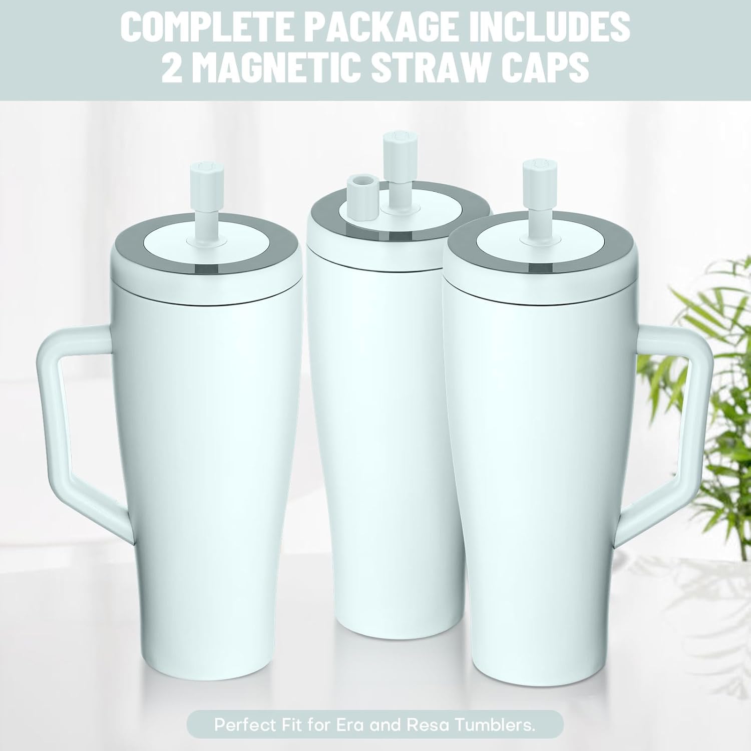 2 Pack Magnetic Straw Cover, Silicone Leakproof Straw Protector for Tumbler, Compatible with Era/Resa, Drinkware Accessory - Image 6