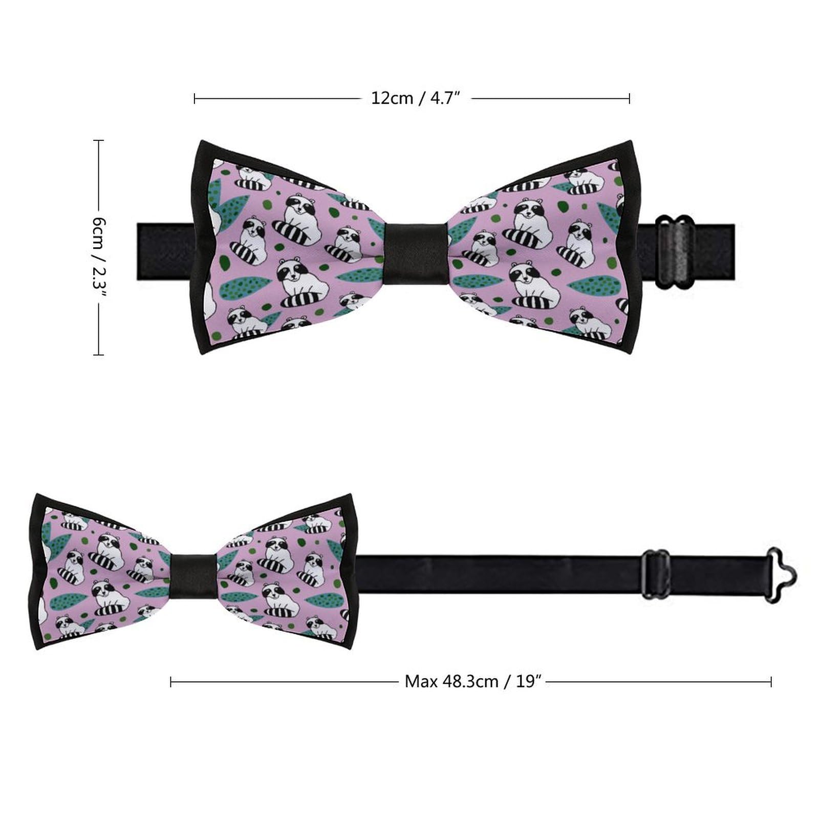 GoasNei Cute Raccoon Pattern Bow Tie for Men Adjustable Necktie Funny Tie Neck Ties for Weddings Party