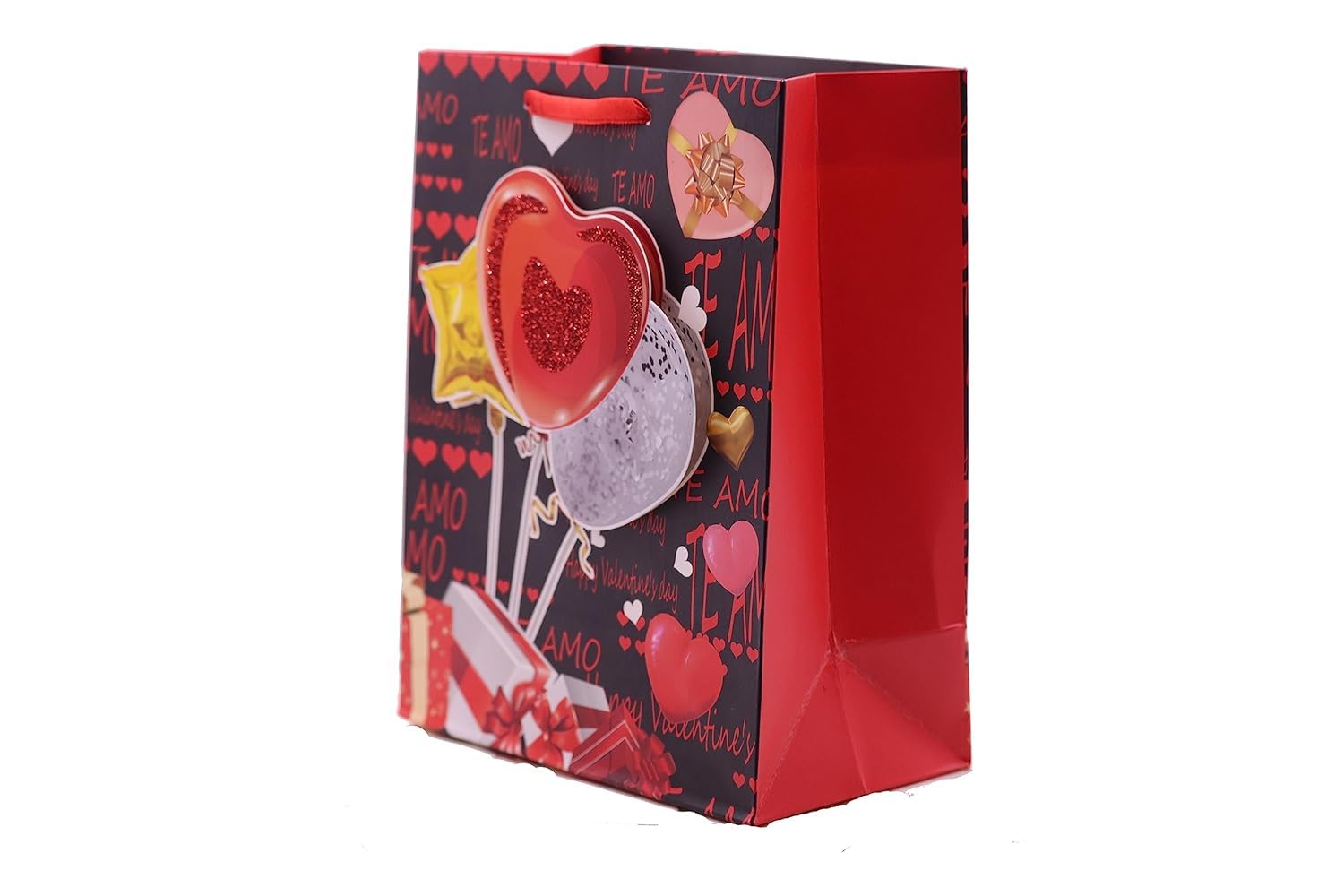 NESTIC 3D Multi Valentine’s Day Rose Love Cardboard Gifts Paper Bags for Gifting People with Rich Taste on Collage/School/Anniversary/Birthday Parties and Wedding Candy Bag(Set of 4) 3