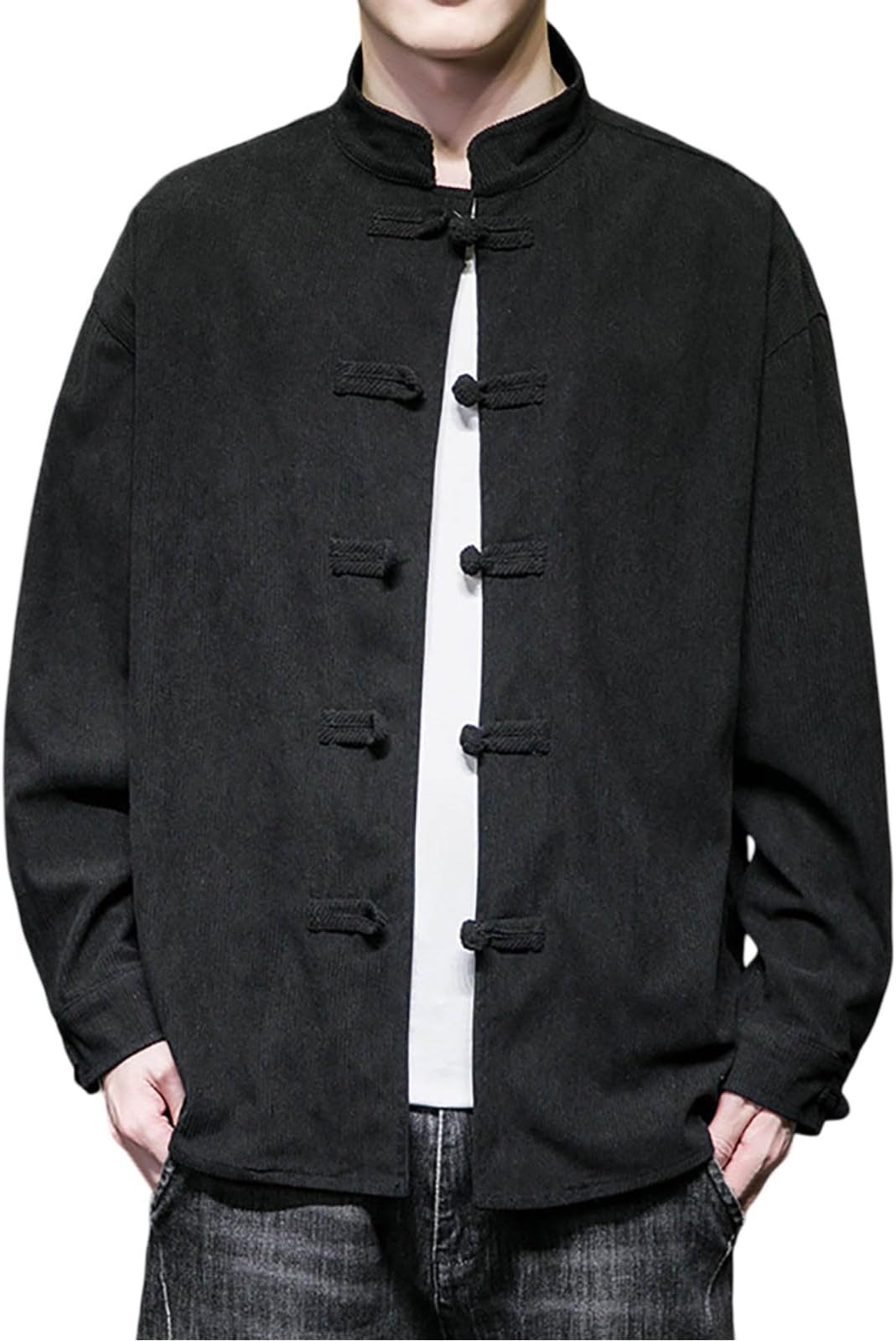 Men's Jackets Winter Jacket Training Jacket Transition Jacket Autumn Jacket Winter Men's Retro Chinese Shirt Large Size Trend Plate Buckle Long Sleeve Blouse