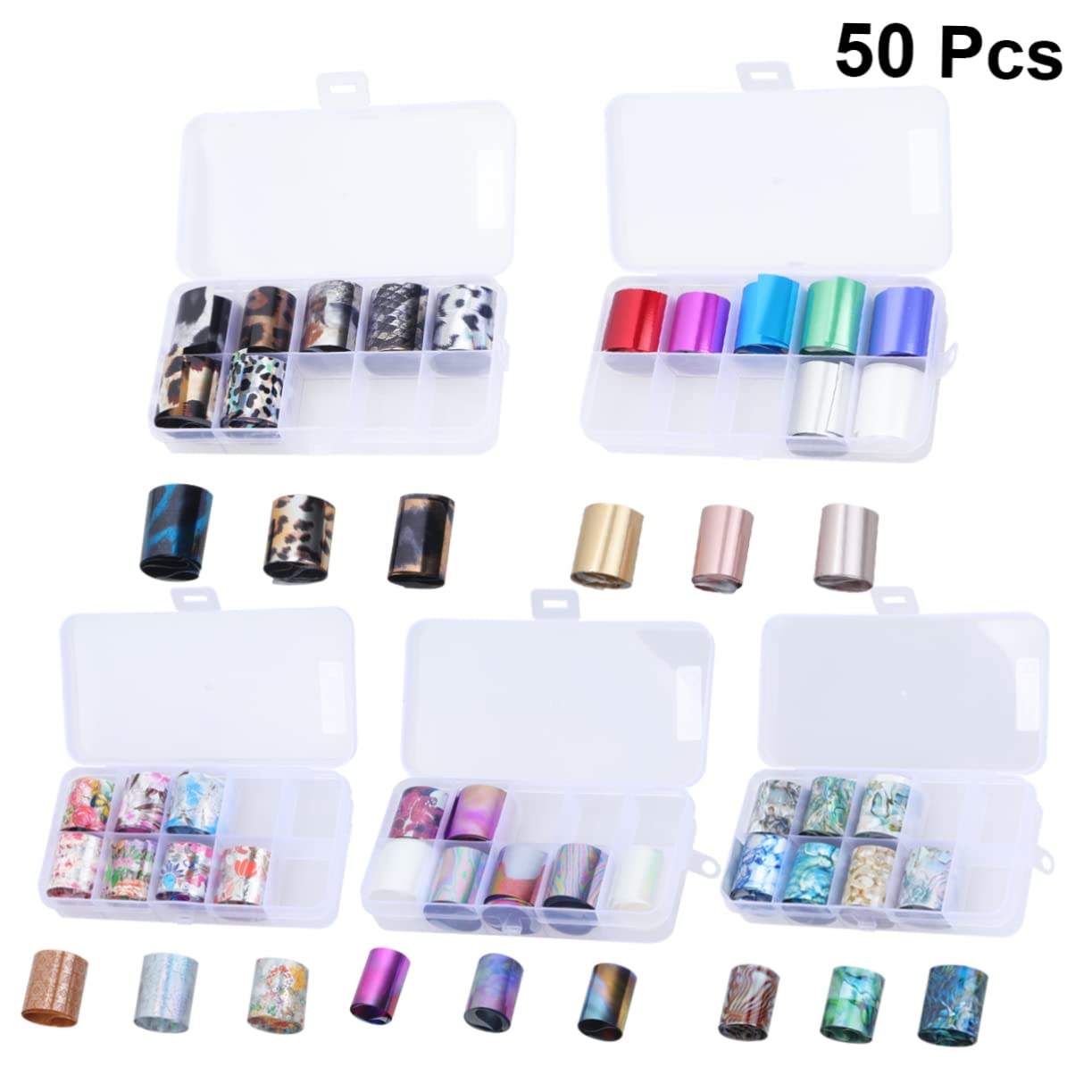 PACKOVE 2 Set Stickers Adesivi Per Nail Art Decorazioni Per Unghie Con Design Vari Facili Applicare Per Manicure E Decorazioni Unghie Per Donne 50 * 2