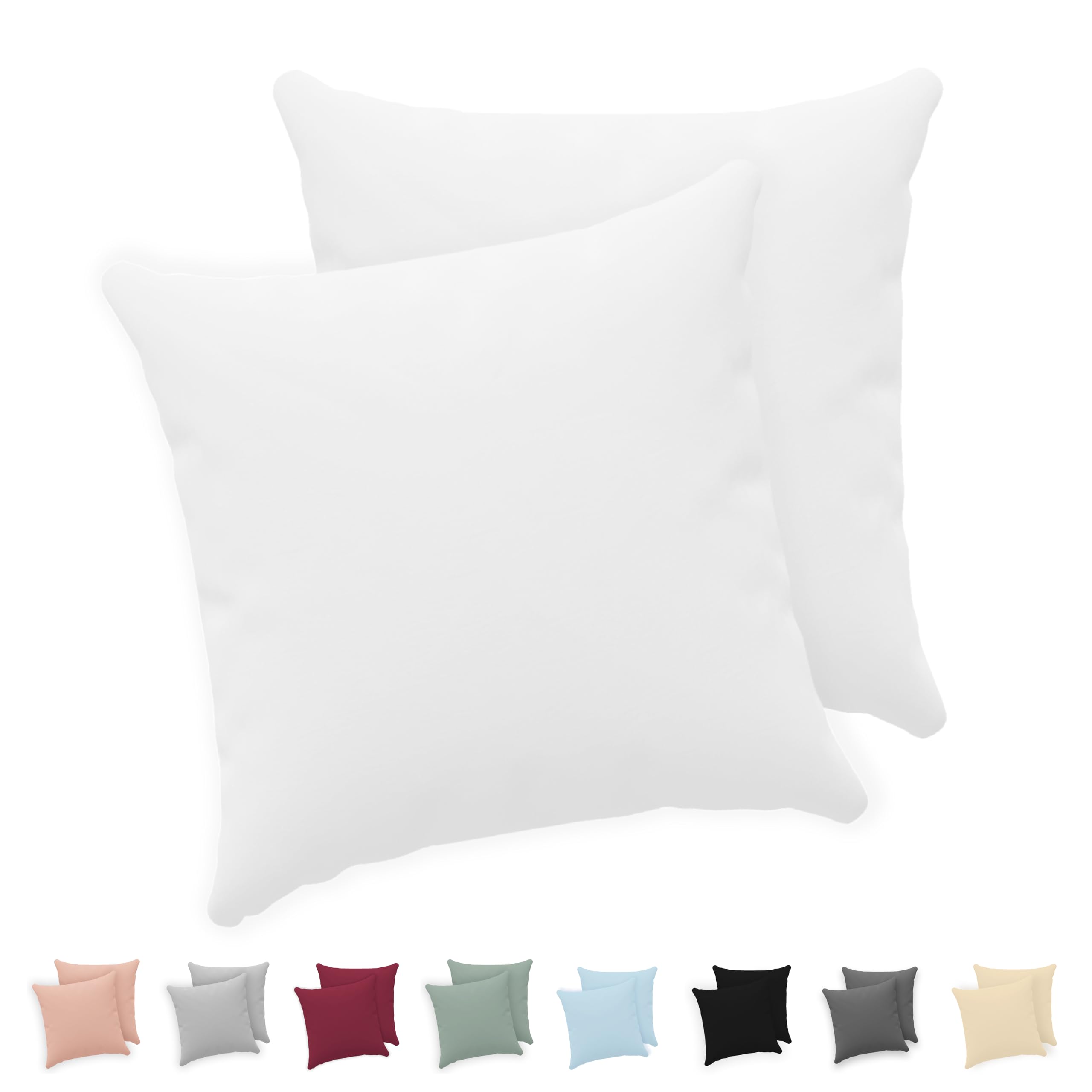 Twinzen® Kissenbezug 40x40 (2er-Set) - 100% Jersey Baumwolle 150 GSM Kissenbezüge - Weiß - Für Kissenbezüge 40x40 cm - Kissenhülle - Kissenbezug mit Reißverschluss - Oeko-Tex Zertifiziert