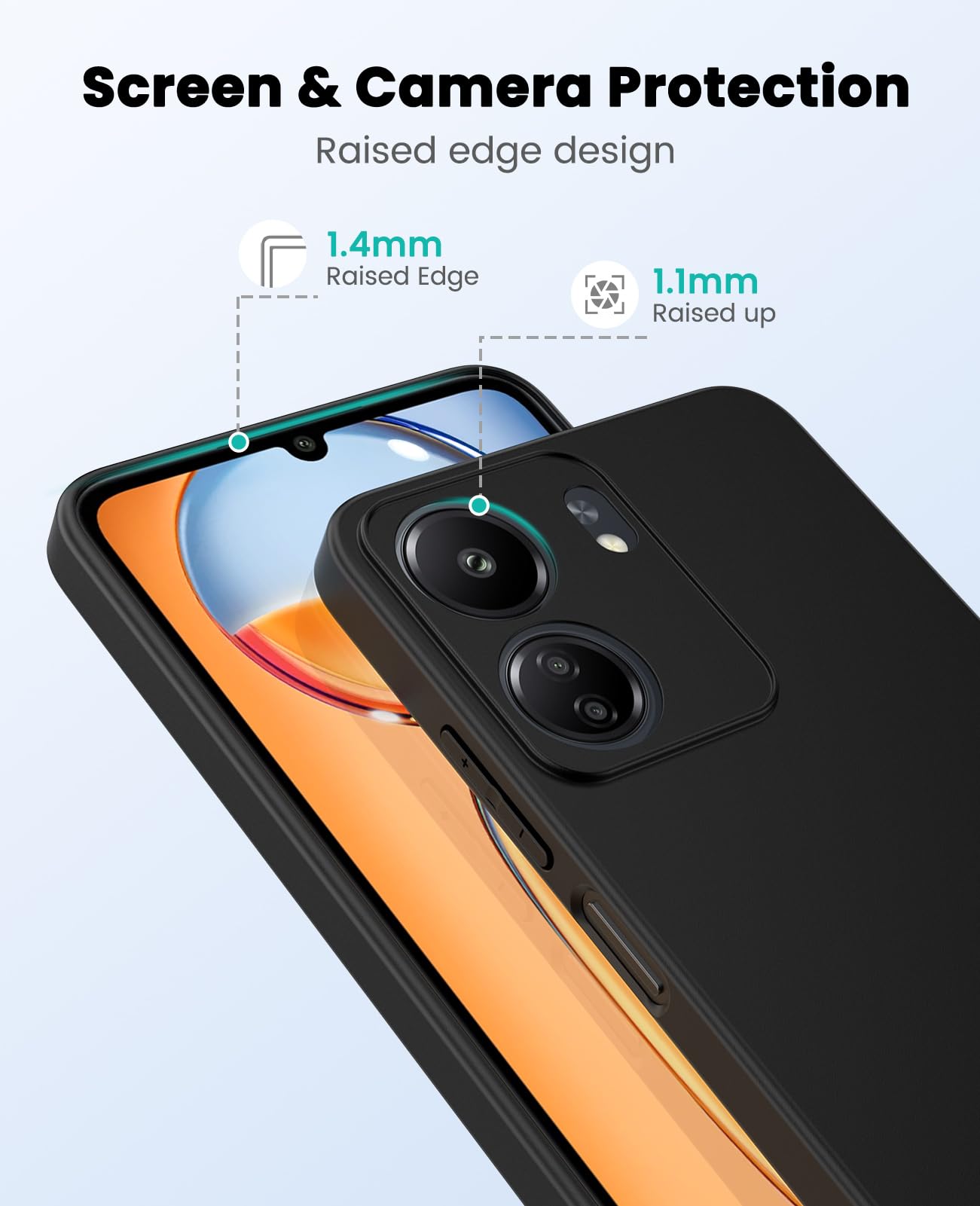 Topme Cover per Redmi 13C (4G) / POCO C65 (6.71 Inches) Custodia Case, Protezione Della Pelle Della Custodia in Silicone Tpu - Nero