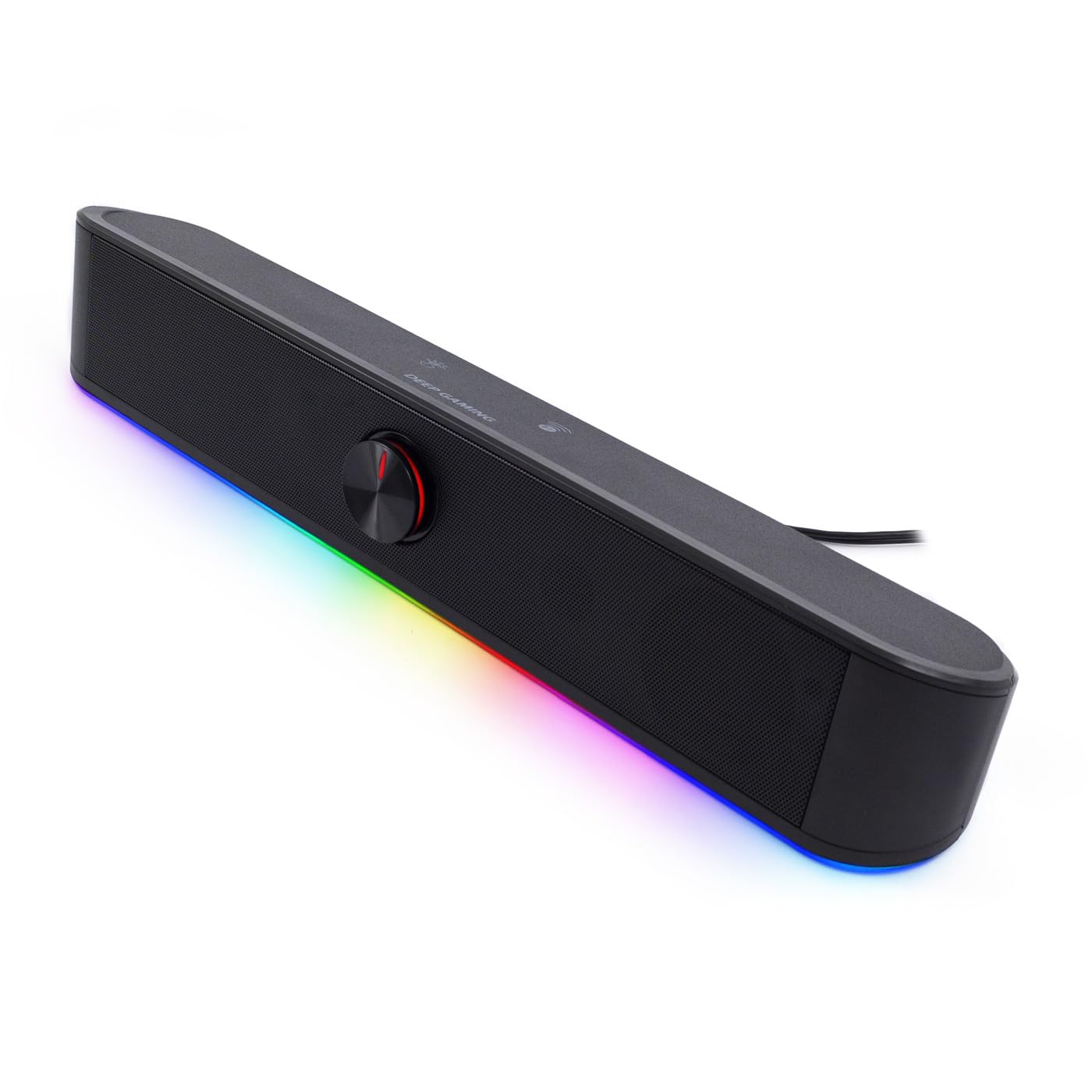 CoolBox DeepGaming Barra Sonido PC con Iluminación RGB R200B - Altavoces PC Gaming Estéreo 2.0, 6 W RMS, Entrada 3,5 mm Jack + Bluetooth 5.0, para PC, Ordenador Portátil, TV - Negro