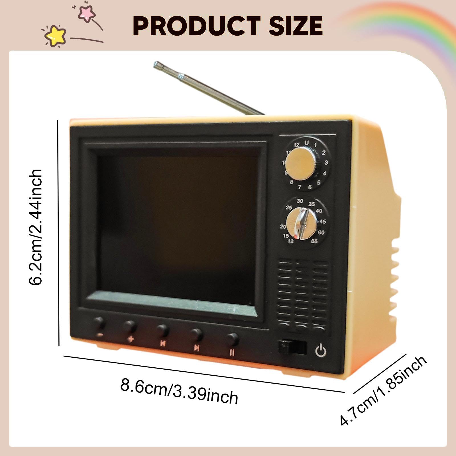 Puppenhaus Fernseher Im Maßstab 1:12, Winziger, Spielbarer Retro Fernseher für Mädchenpuppen, Geschenk, Puppenhausmöbel Zubehör, Miniaturfernseher, Gelb
