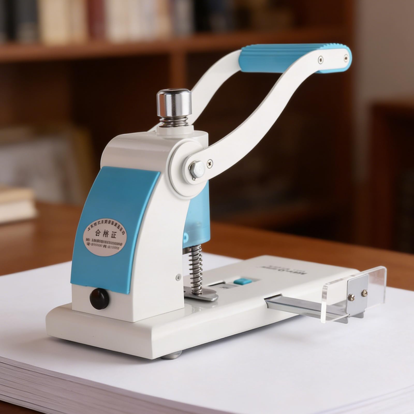 Perforatrice manuale resistente, diametro punzonatura 6 mm, alta capacità per 300 fogli, profondità di alimentazione carta 8-32 mm, ideale per ufficio, casa e scuola
