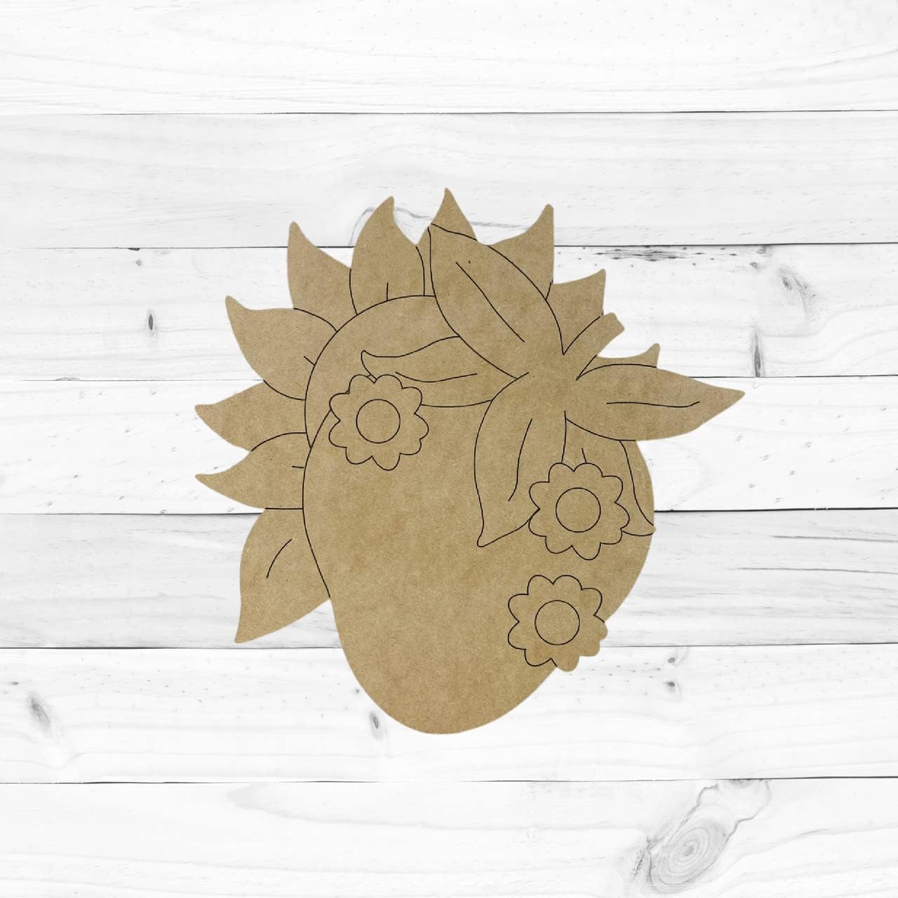 Strawberry Sunflower Paint by Line MDF Wooden Craft, Engraved Shape, Unfinished Craft, DIY Craft Art, Unfinished Wood Craft, Build-A-Cross