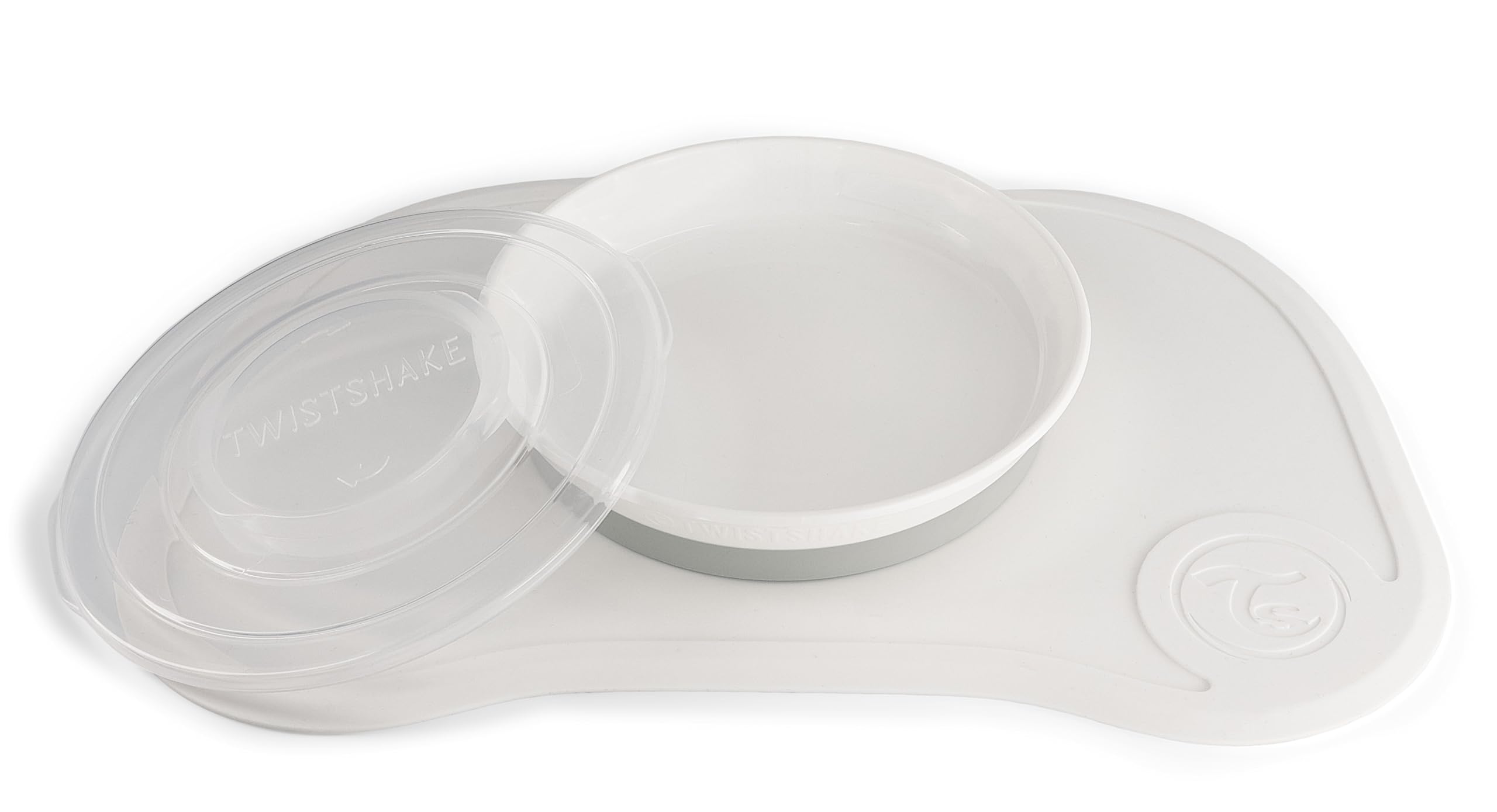 Twistshake Click Mat + Plate | Baby Non-Slip Tableware Set | Baby Plate + Baby Placemat (38x25) | BPA-Free Baby Weaning Plate | Baby Suction Plate | Food Training Plate for Kids 6m+ | White