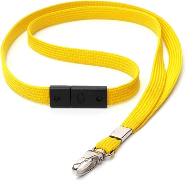 CKB LTD Breakaway Safety Lanyard Neck Strap Swivel Metal Clip for ID Card Holder with Quick Pull Release Design Lanyards Bulk Pack of 10pcs (Yellow)