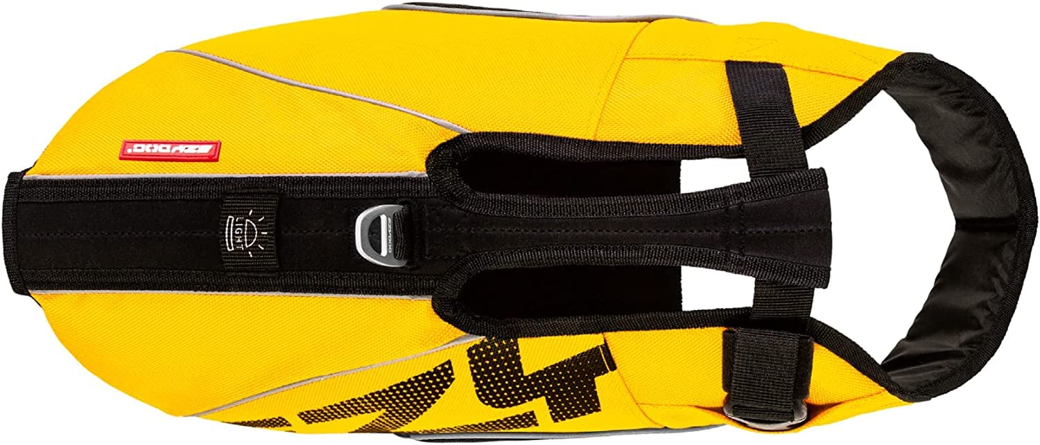 EzyDog Chaleco Salvavidas para Perros - DFD X2 Boost - Alta Flotabilidad, Diseño Aerodinámico, Asa de Rescate, Reflectante, Ideal para Natación (XS, Amarillo)