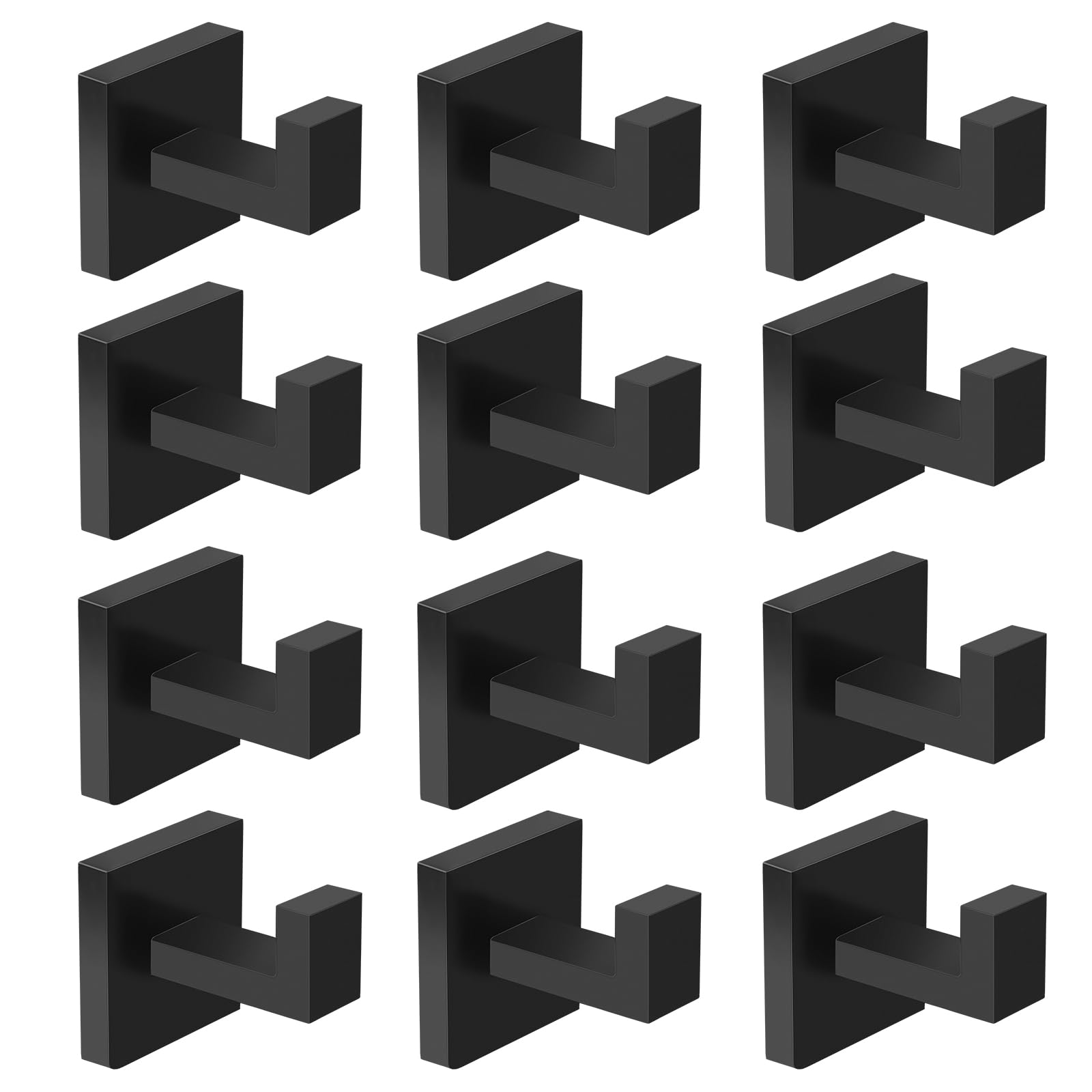 IBosins 12-Pack Bathroom Towel Hooks Black Hand Towel Holder Robe Hanger