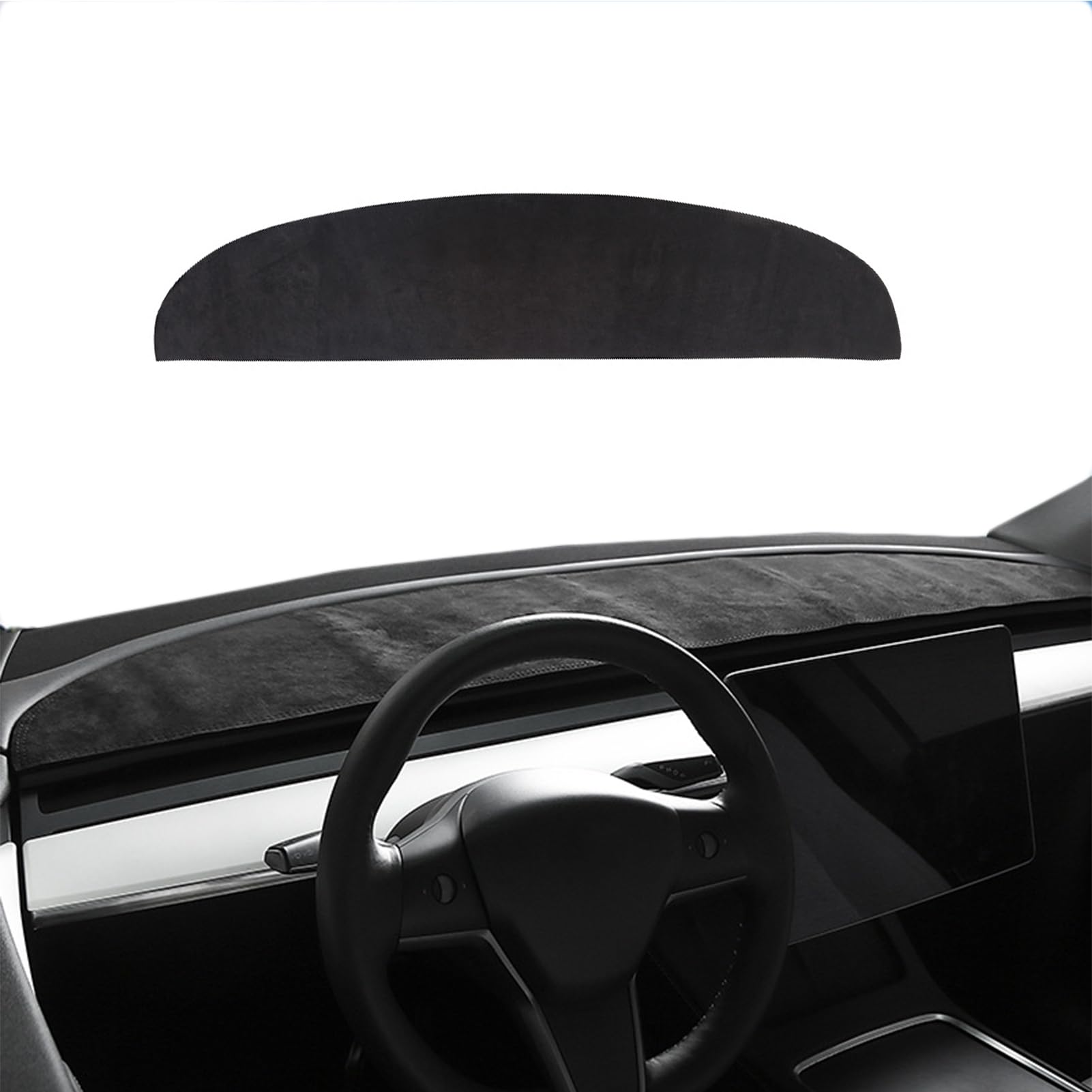 BOLTRY Dashboard Mat Customized for 2017-2024 Tesla Model 3/2020-2024 Model Y Anti-Slip Sunshade Cover Suede Interior Accessories Black