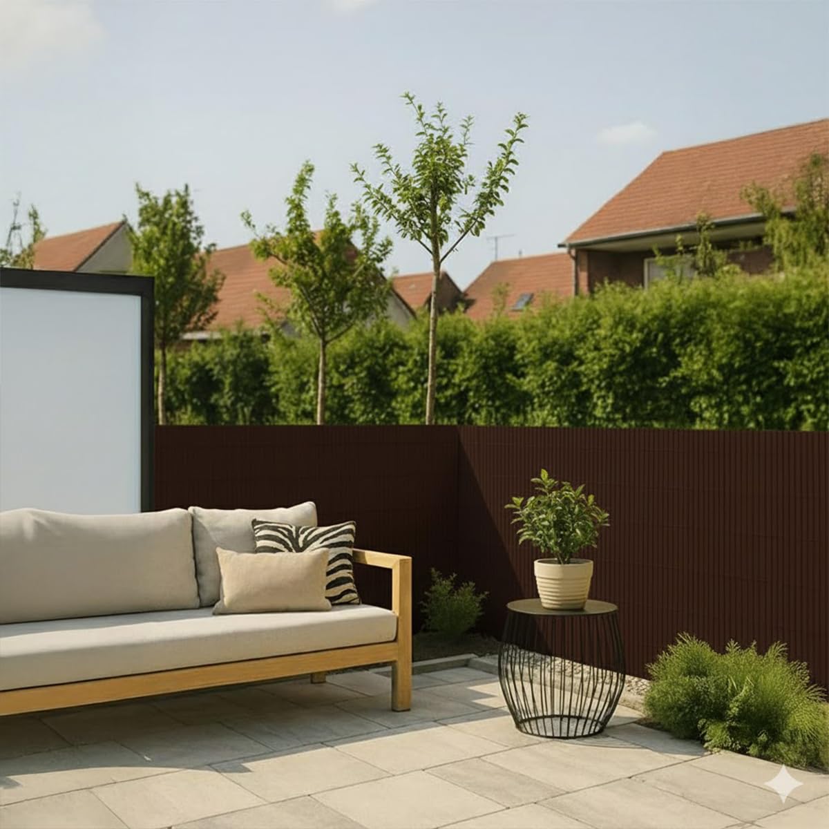 PEGANE Canisse Brise Vue en PVC Tube Plat,Clôture Protection pour Jardin terasse Balcon Coloris Marron foncée - Hauteur 100 x Longueur 300 cm 1700g/m2