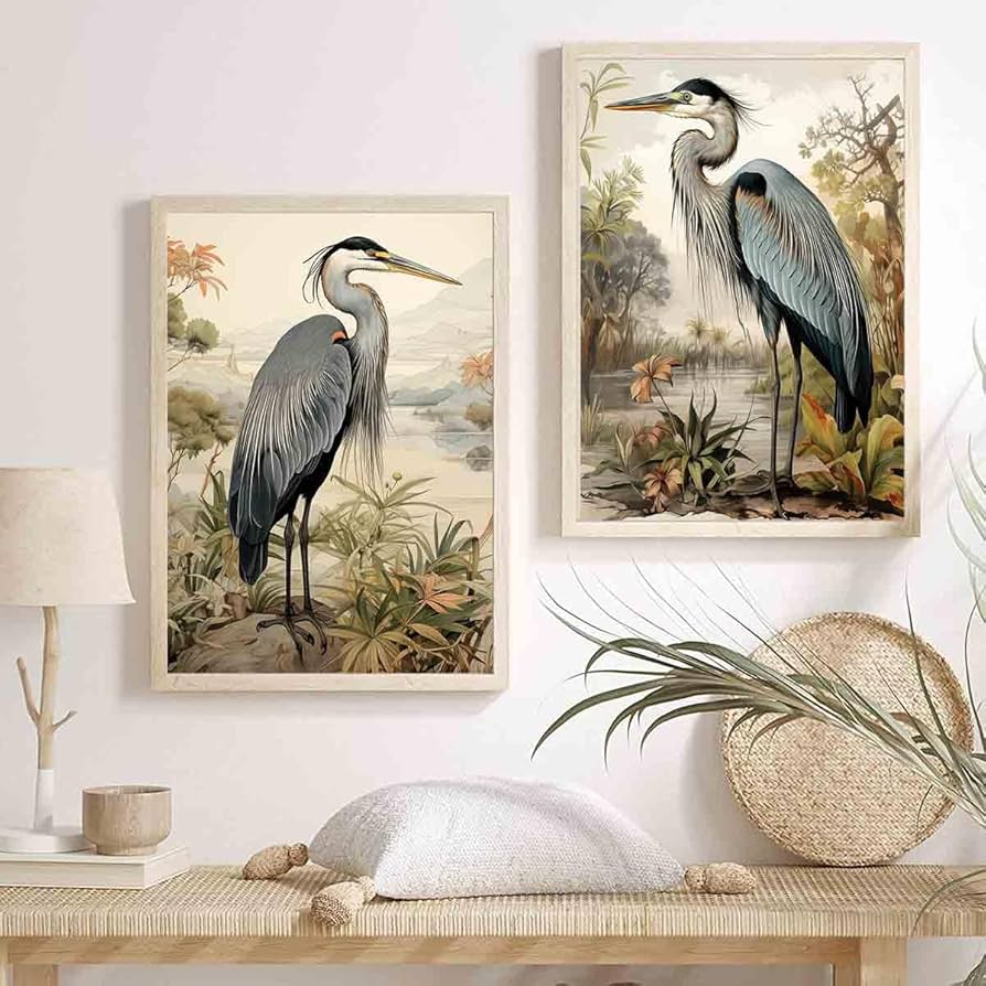 白い鳥と秋の葉の日本画　岩絵の具　キャンバスアート 白い鳥と秋の葉の日本画 岩絵の具 キャンバスアート