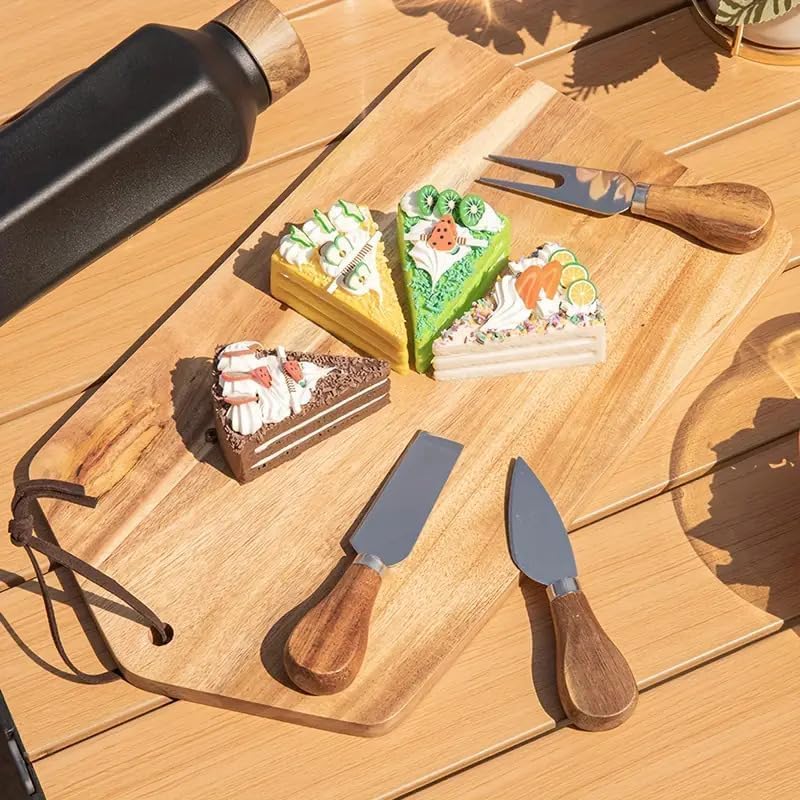 DREWIT STAR Wood Pizza Cheese Home Creative Cutting Board Kitchen Chopping Board Solid Wood Cake Plate (Rectangle Cheese Board) 3