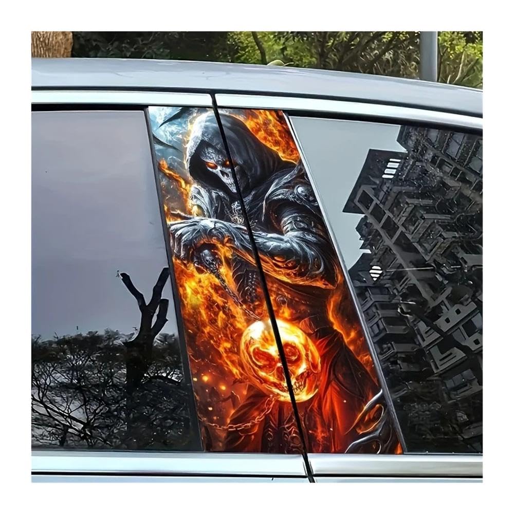 Bertdcx One Color Skull Warrior Pattern Decorative Door Post Sticker Suitable For Cars Auto Parts
