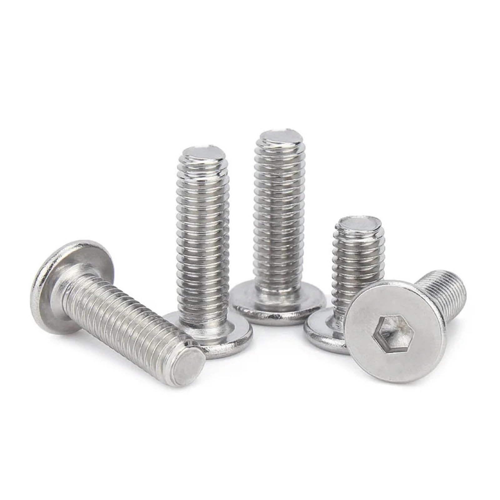 5/10 Szt. CM M6 M8 304 Stal Nierdzewna Sześciokątna Z Gniazdem Sześciokątnym Cienka Płaska Śruba Łbem Waflowym(X45mm,M8 5PCS)