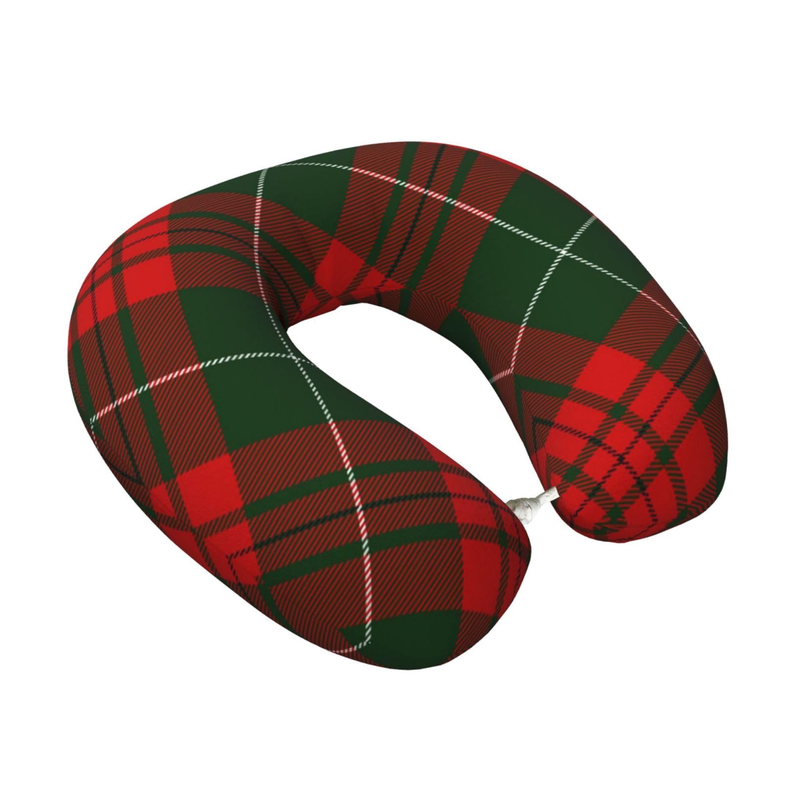 LKYMOH Christmas Scottish Tartan, Travel Neck Pillow U-Shaped Memory Neck Support Soft Comfortable With Washable Cover For Airplane Car Traveling and Office