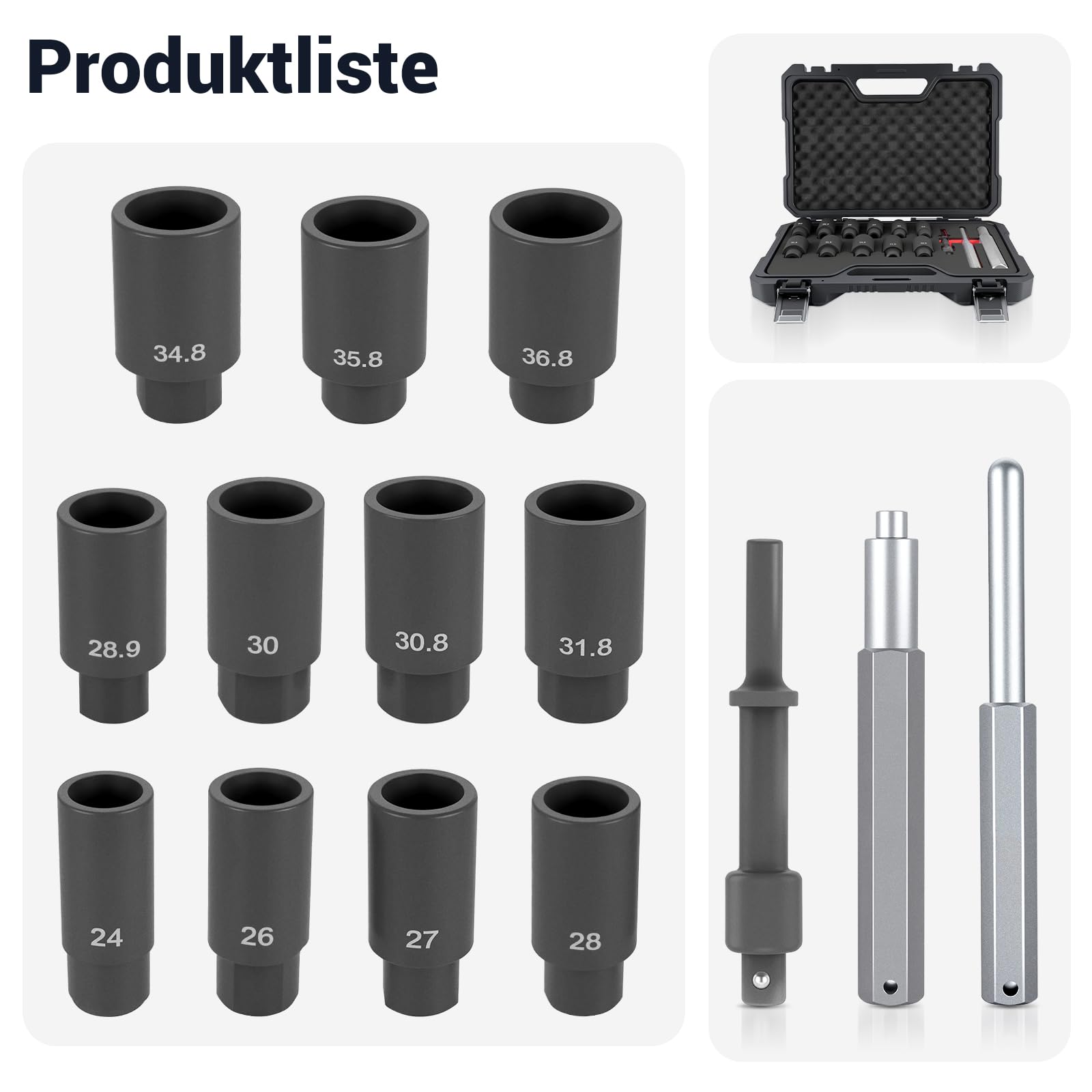 Radschloss Muttern Entferner Set 14-teilig, 1/2" Zoll Antrieb Radmuttern Schlüssel Satz, Beschädigte & Festsitzende Radmuttern Entfernen, Wheel Lock Nut Remover Werkzeug für Auto Werkstatt