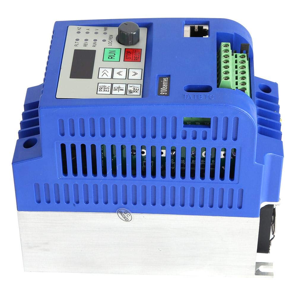 Onduleur VFD, convertisseur de fréquence d'entrée monophasé à Sortie triphasée, 4KW AC380V 10A, contrôleur PID intégré, pour contrôle de Vitesse du Moteur de Broche (VFD-4KW)