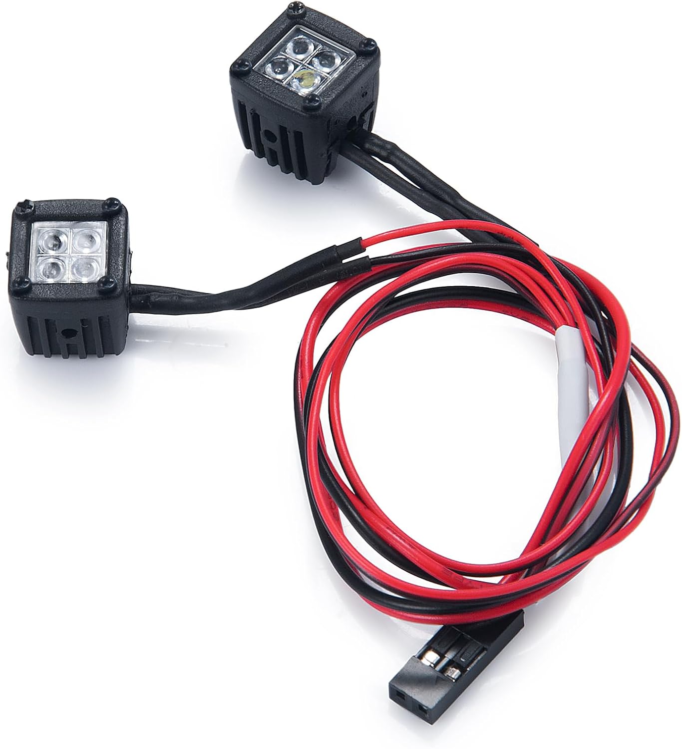 4PCS RC Spot Beam Square LED Cubes Offroad Driving Lights RC Light Bar LED Housing Lens Spotlight Compatible with 1/10 RC Car TRX4 TRX6 Axial SCX10 90046 RR10 D90 (D-4 Holes)