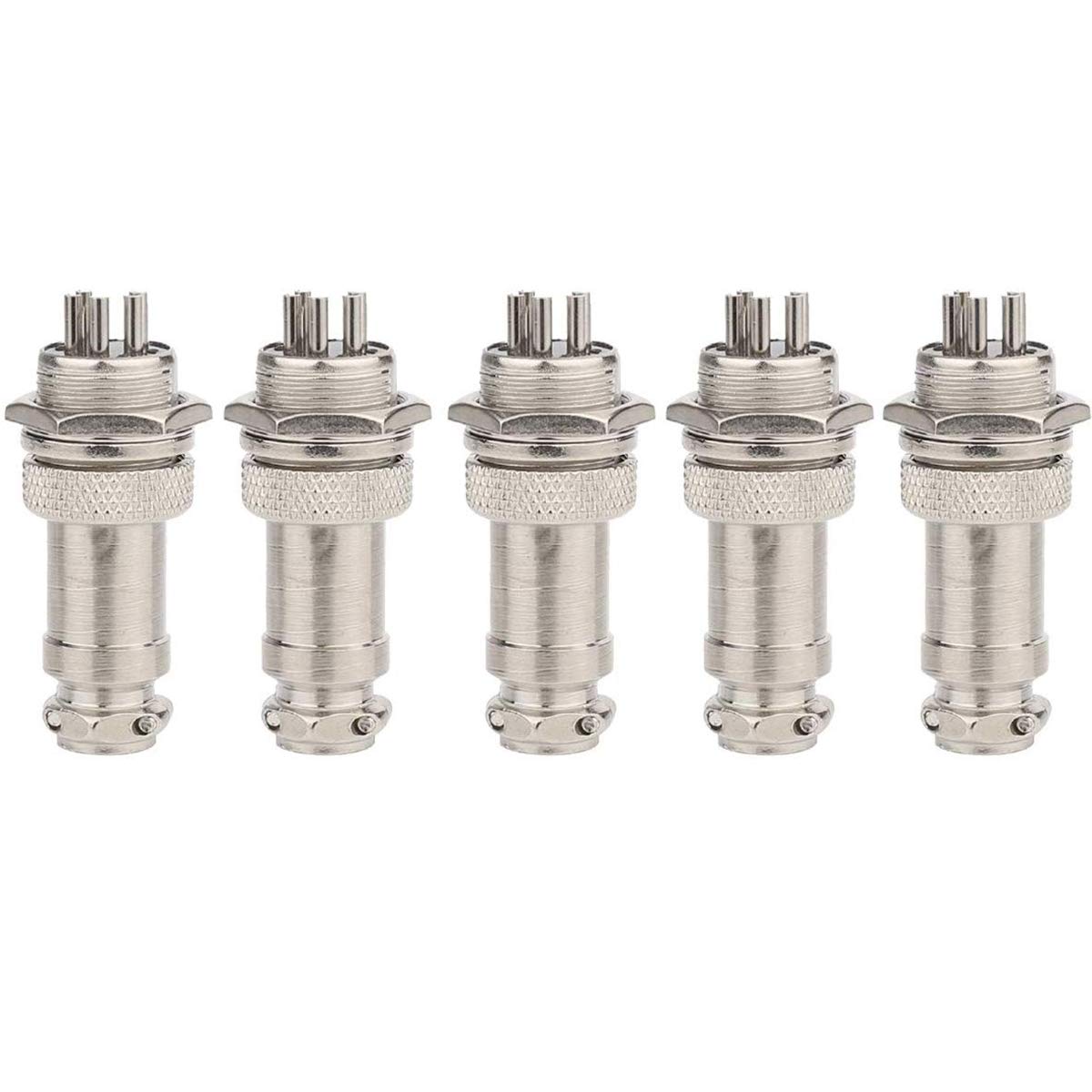 CLDIY GX16 5 Pins Panel Metal mounting Round Metal Aviation Plug Adapter Male Female outlet box (5 pcs)