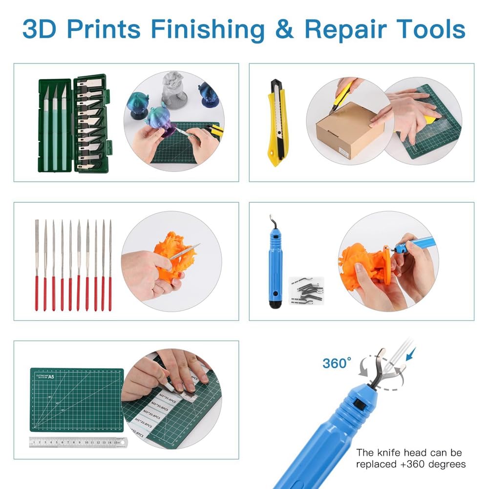 3D-Drucker-Werkzeugset (78 Teile), Düsenreinigungsset & Entgratungstools mit Schraubendreher, Cutter für die Wartung Von 3D-Druckern