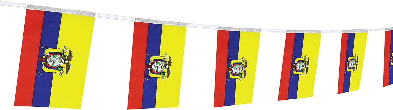 Ecuador Ecuadorians String Banner Flag,5.5 x 8.2 Inch String Banner,Indoor and Outdoor Party Decorations,16 ft 20 Mini Flags.