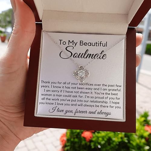 Miniatura 9 de to My Soulmate Love Knot Necklace - My Lovely Wife, Gifts for Girlfriend, Romantic Gifts for Her from Husband to Wife, Valentine's Day, for Wife BS1