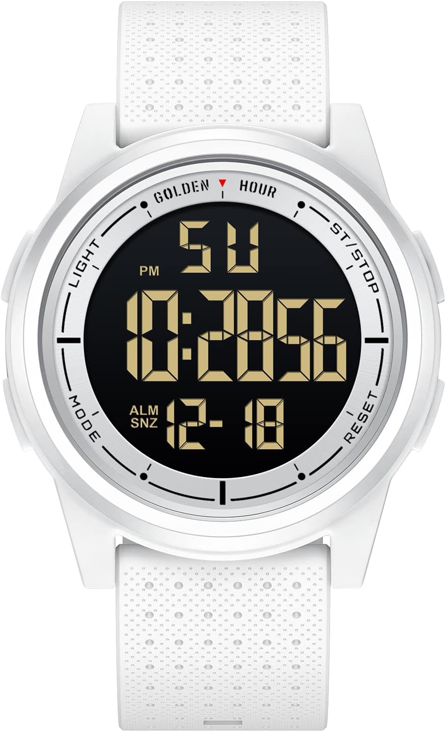 Ultra-Thin Minimalist Sports Waterproof Digital Watches Men with Wide-Angle Display Rubber Strap Wrist Watch for Men Women