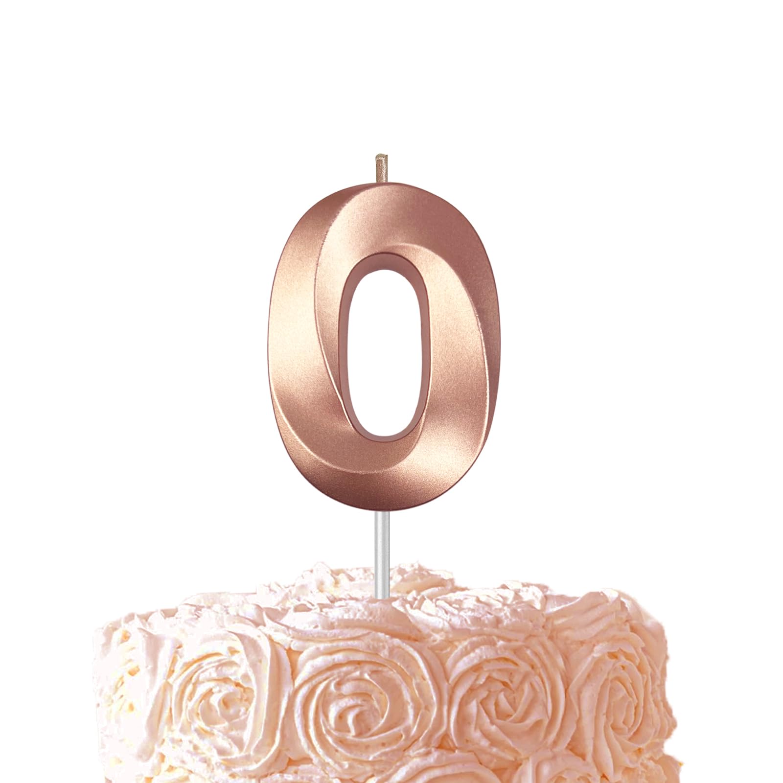 Rose Gold Birthday Number 0 Candles for Wedding Party Cake Decorations