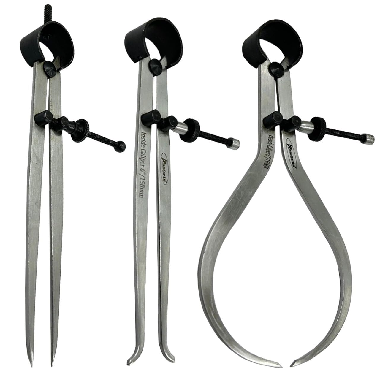 3 Pieces Spring Caliper Set - Inside, Outside & Divider 6" inch (150 mm)-Measuring Tool, Workshop, Toolroom