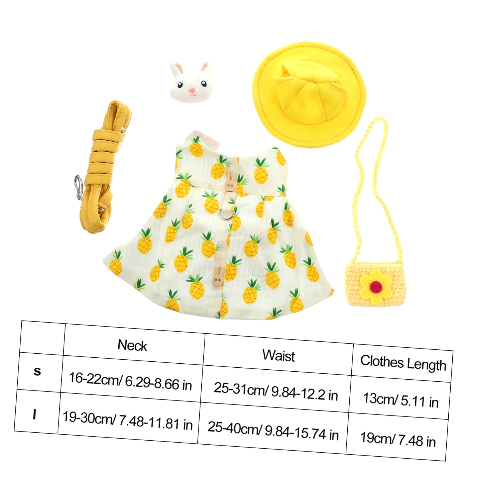 ORFOFE 2 Satz Kaninchengeschirr Satz aus Baumwolle mit Süßer Tasche und Mütze Vollschutz für Bauch und Hals Bequemes und Ausziehen Cartoon Stil für Kleine Kaninchen