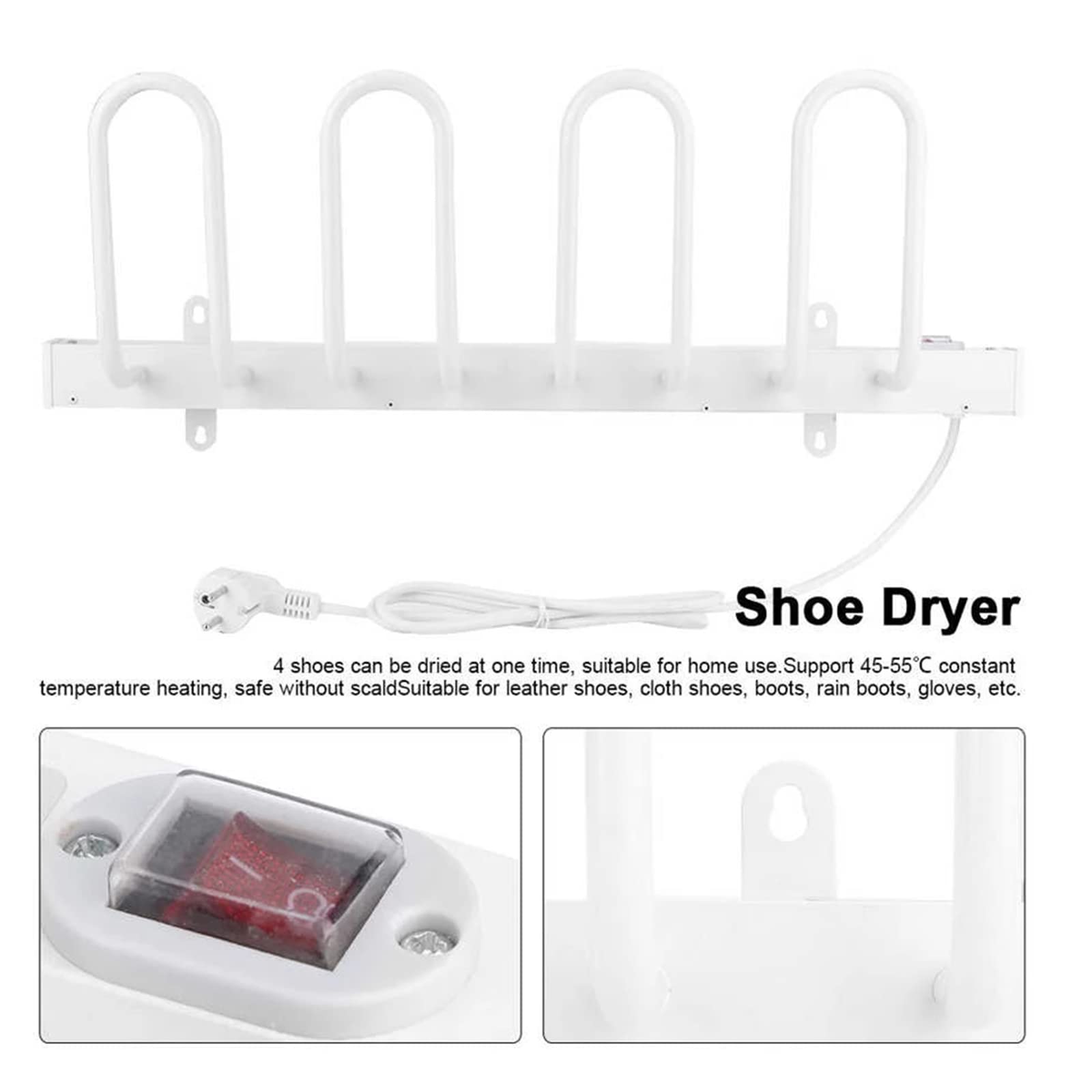 Secador de Zapatos Secador de Zapatos eléctrico de aleación de Aluminio Calentador Calentador Secador de Botas, para 2 Pares de Zapatos, estándar Europeo
