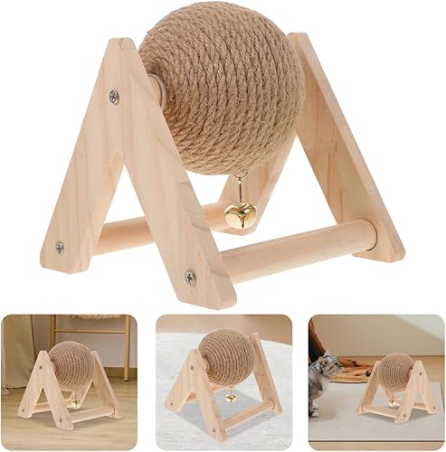 Miniatura 4 de Aboofan Juguete rascador para gatos con bola de sisal para gatos, bola de cuerda para rascar interactiva, giratoria, juguete rascador de mascotas,