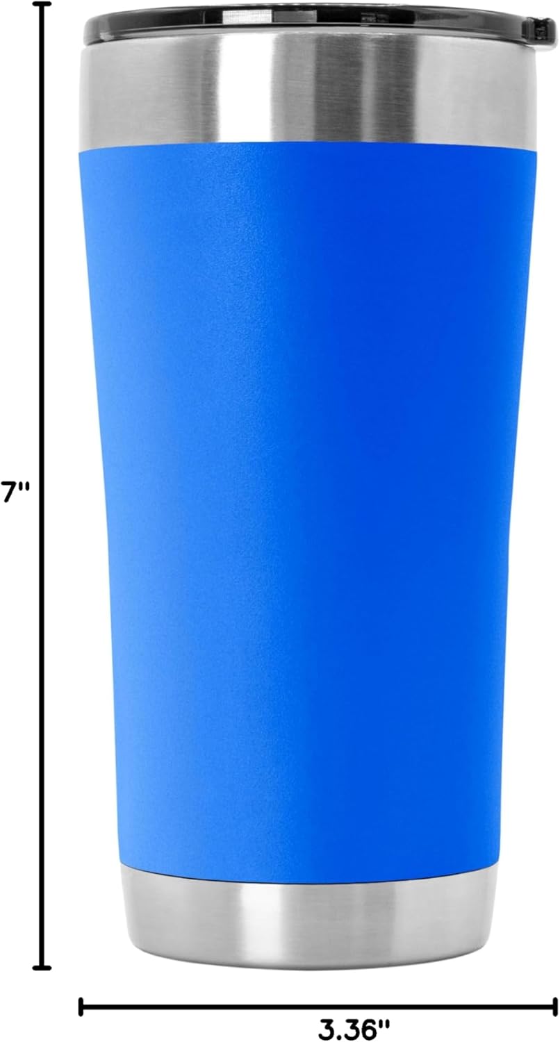 Tempercraft 20 oz Vacuum Insulated Tumbler w/Lid and Laser Engraved Customization Options - Stainless Steel, Double-Walled Travel Mug (Blue)