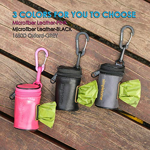 Simpletome Dog Waste Bag Dispenser For Leash Belt Waterproof 1680D Oxford Ykk Zipper (Grey) #TOP4