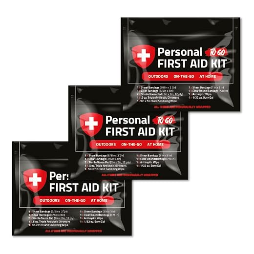 3 x Portable Travel Size First Aid Kit | Perfect for Home, Office, Car, School, Business, Travel, Hiking, Hunting, and Outdoors | Individually Wrapped First Aid Products (Black)