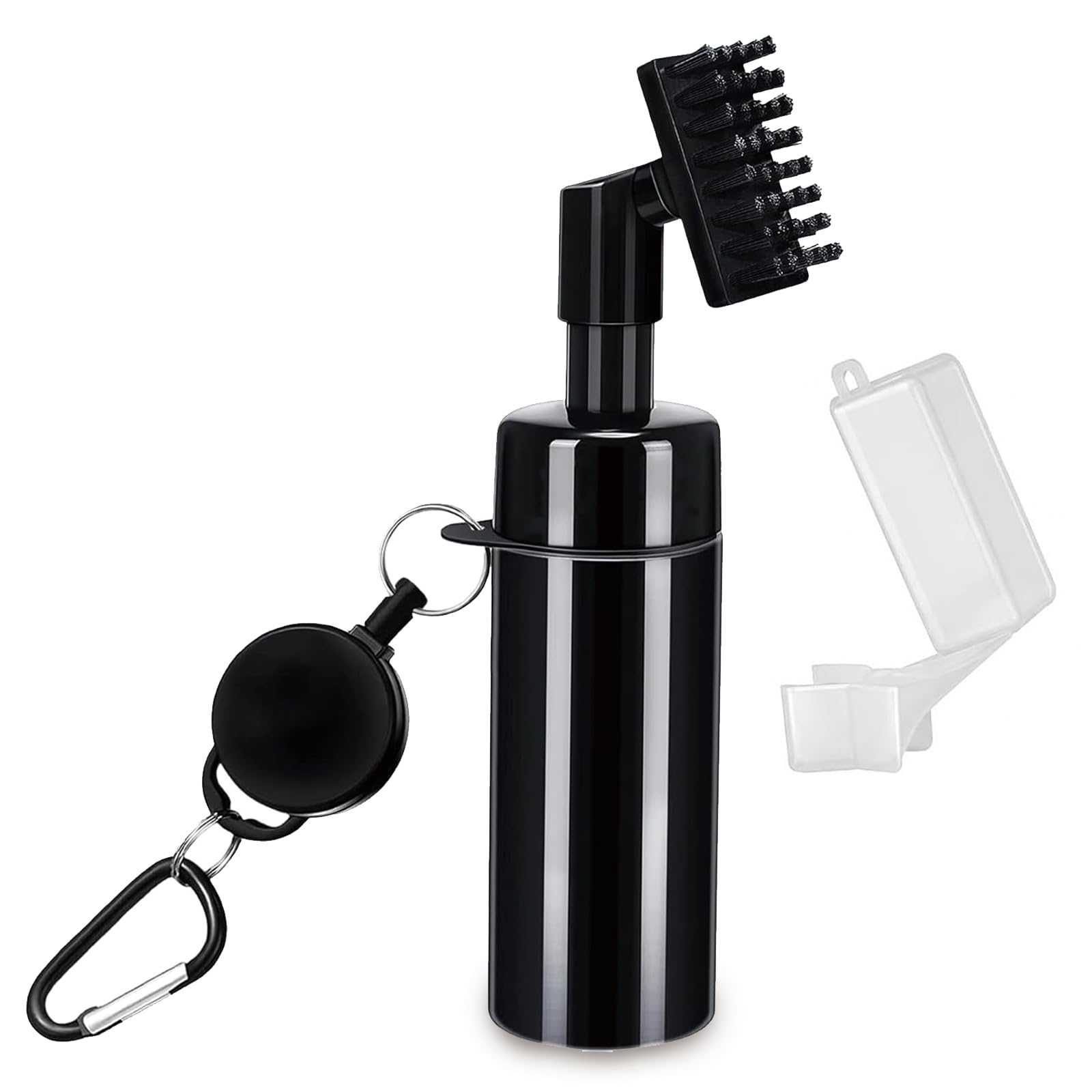 DXPETA Golf Club Cleaner Brush with Built-in Water Spray and Hook, Golf Ball Cleaner and Club Brush, Golf Accessories for On-Course Cleaning and Equipment Maintenance, Black