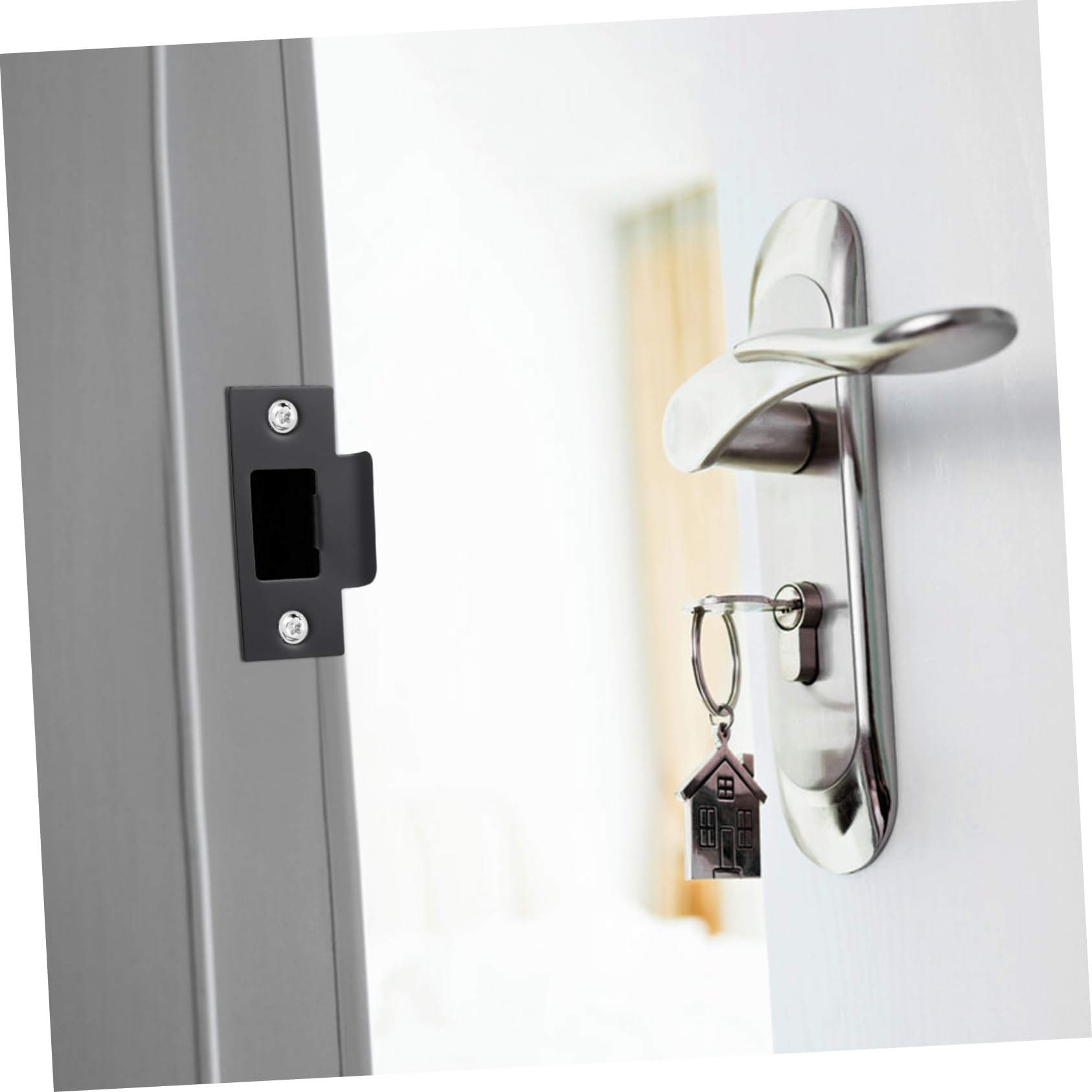 NUOBESTY 5 Ensembles Plaques De Renforcement De Porte Inoxydable Lot Pour Serrure À Pêne Plaques De Gâche Durables Résistantes Aux Chocs Pour Portes Intérieures 4 Pièces * 5