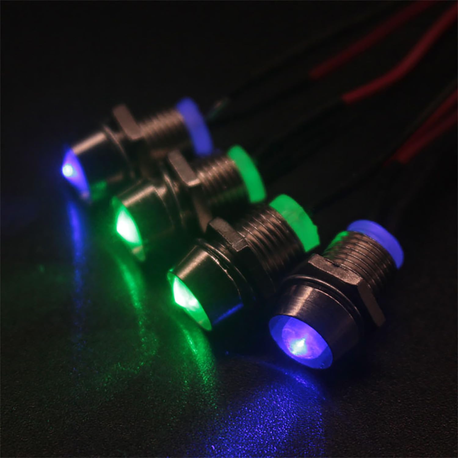 RC LED Light Kit,KINGCOO RC Car Headlight Taillight LED Light Bright Spotlight Roof Lamp for 1/10 1/8 1/12 1/18 RC Crawler Drift Car Truck DIY Parts Retrofit Accessories (Blue Green, 4LED)