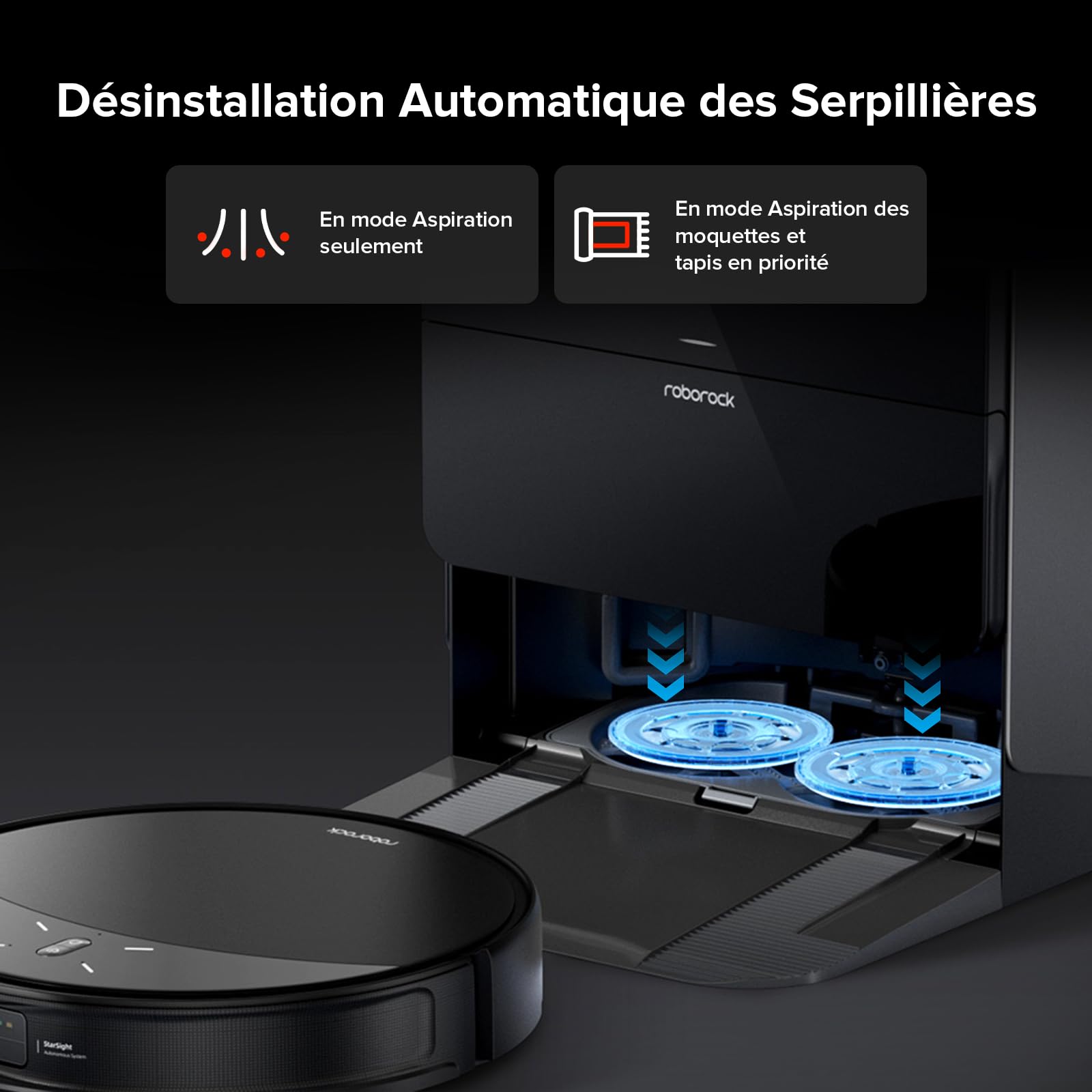 roborock Saros 10R Set Robot Aspirateur, Brosse et Serpillère Relevables et Extensibles, Triple Système Anti-Enchevêtrement, Station Multifonctionnelle 4.0, Évitement Avancé des Obstacles, 7,98cm