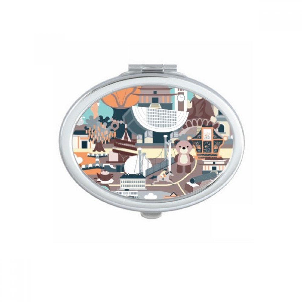 Miroir de poche portable à la main pour retouches maquillage en voyage
